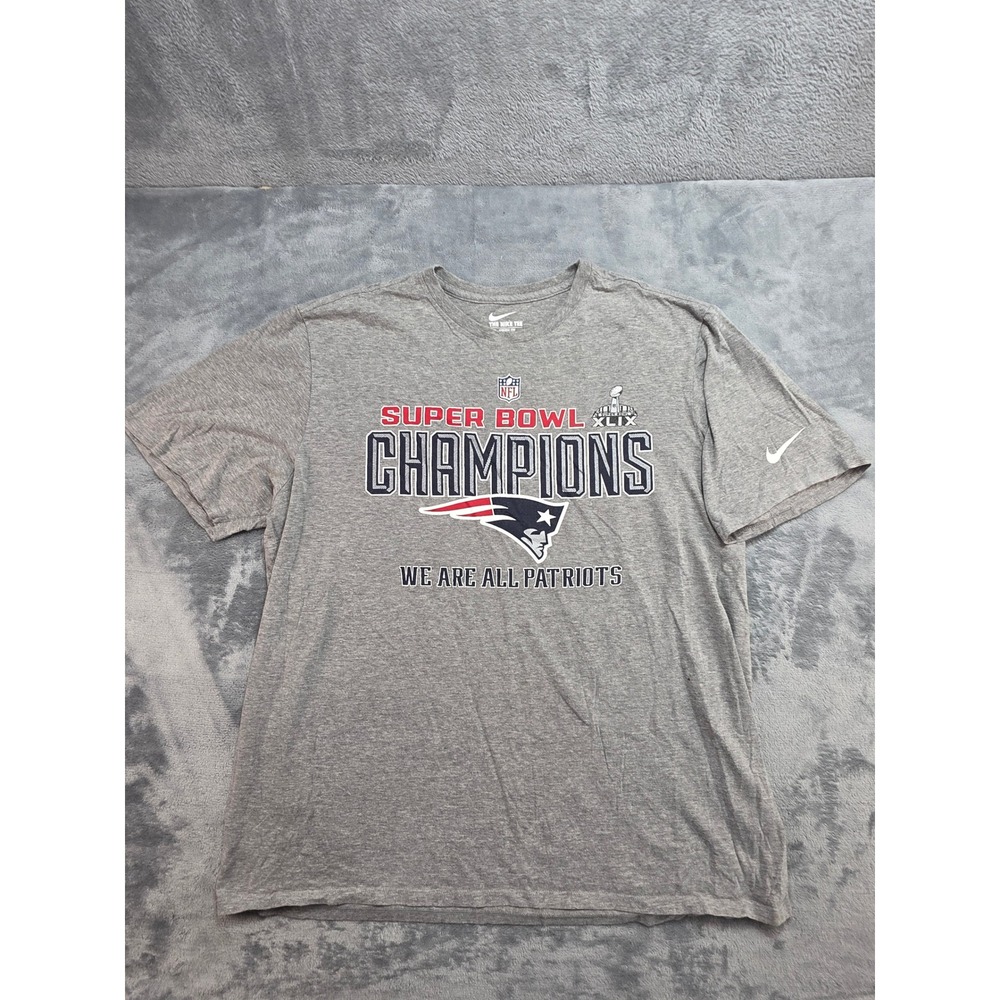 Nike New England Patriots Super Bowl XLIX Champions Gray T-Shirt Mens XXL